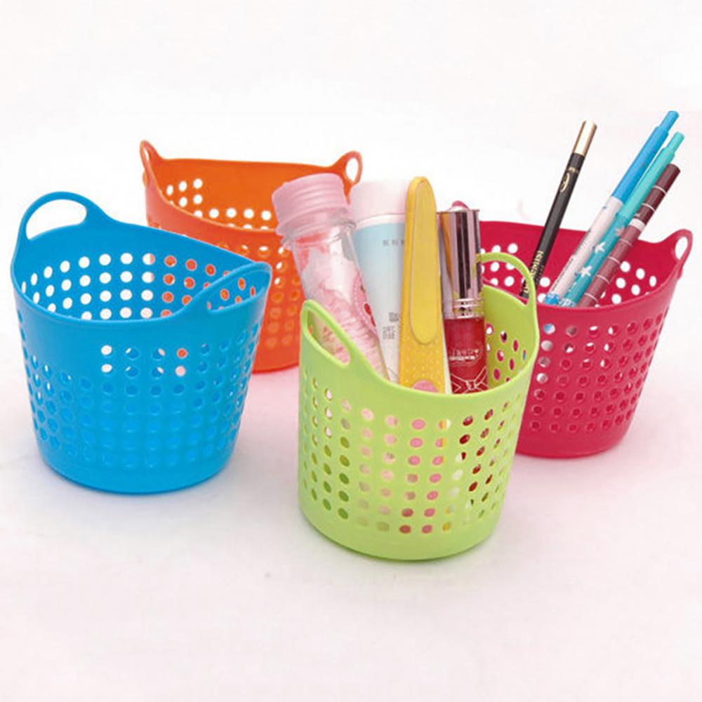 Portable Mini Plastic Basket Stationery Cosmetic Storage Basket Desk Storage Basket Jewelry Organizer Kitcken Storage Baskets