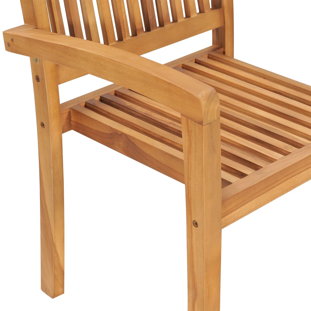 Stackable Garden Chairs with Cushions 8 pcs Solid Teak Wood