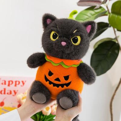 32cm Cute Halloween Cat Plush Toy Creative Pumpkin Costume Soothing Cat Doll As a Birthday and Christmas Gift for Children