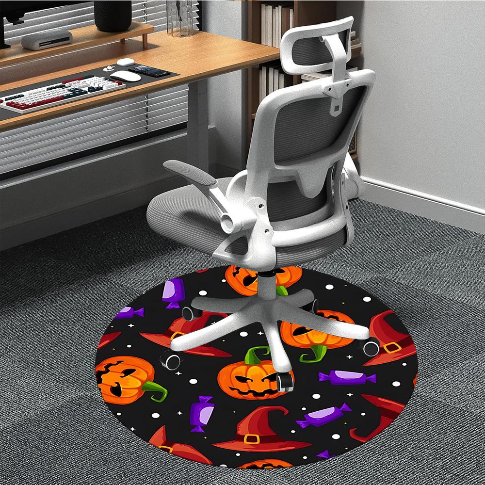 

1PC Halloween pumpkins Chair Carpet for Office, Indoor Non-Slip Washable Carpet, Soft Comfortable Mat For Office Room yy250930192 80cm by 80cm
