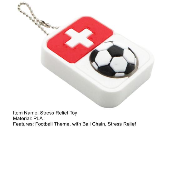 Football Clicker Fidget Toy with Ball Chain Stress Relief National Flag Football Decompression Button Keychain Pendant Backpack Charm Fans Gift