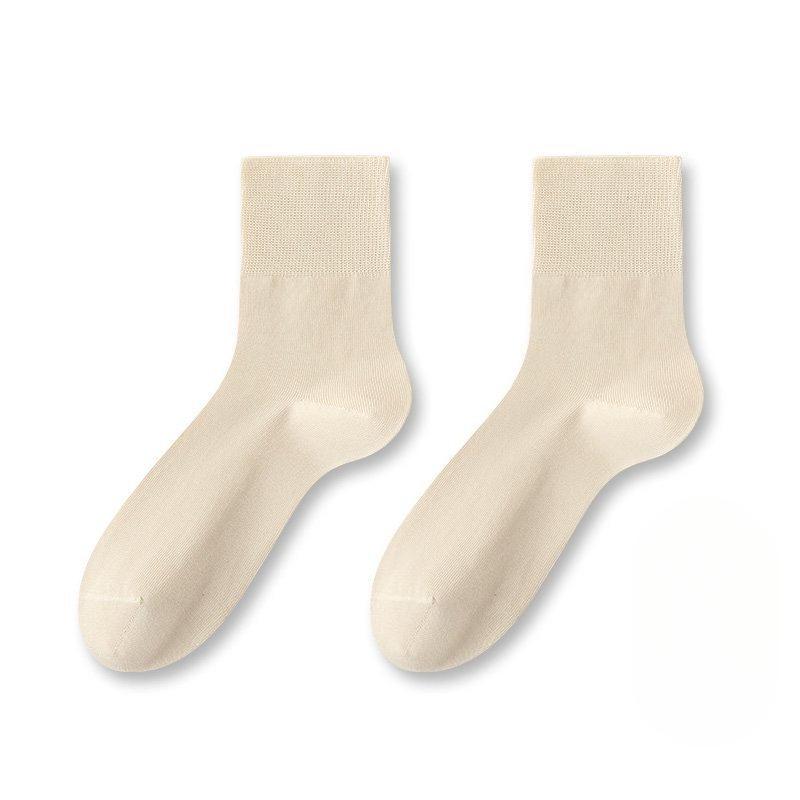 Female Spring and Autumn Pure Cotton Sweat Absorbing Boneless Tube Socks