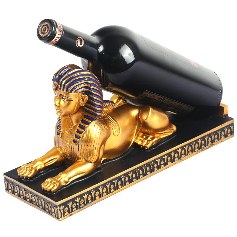 European Pharaoh Sphinx Red Wine Rack - Stylish Resin Home Decor