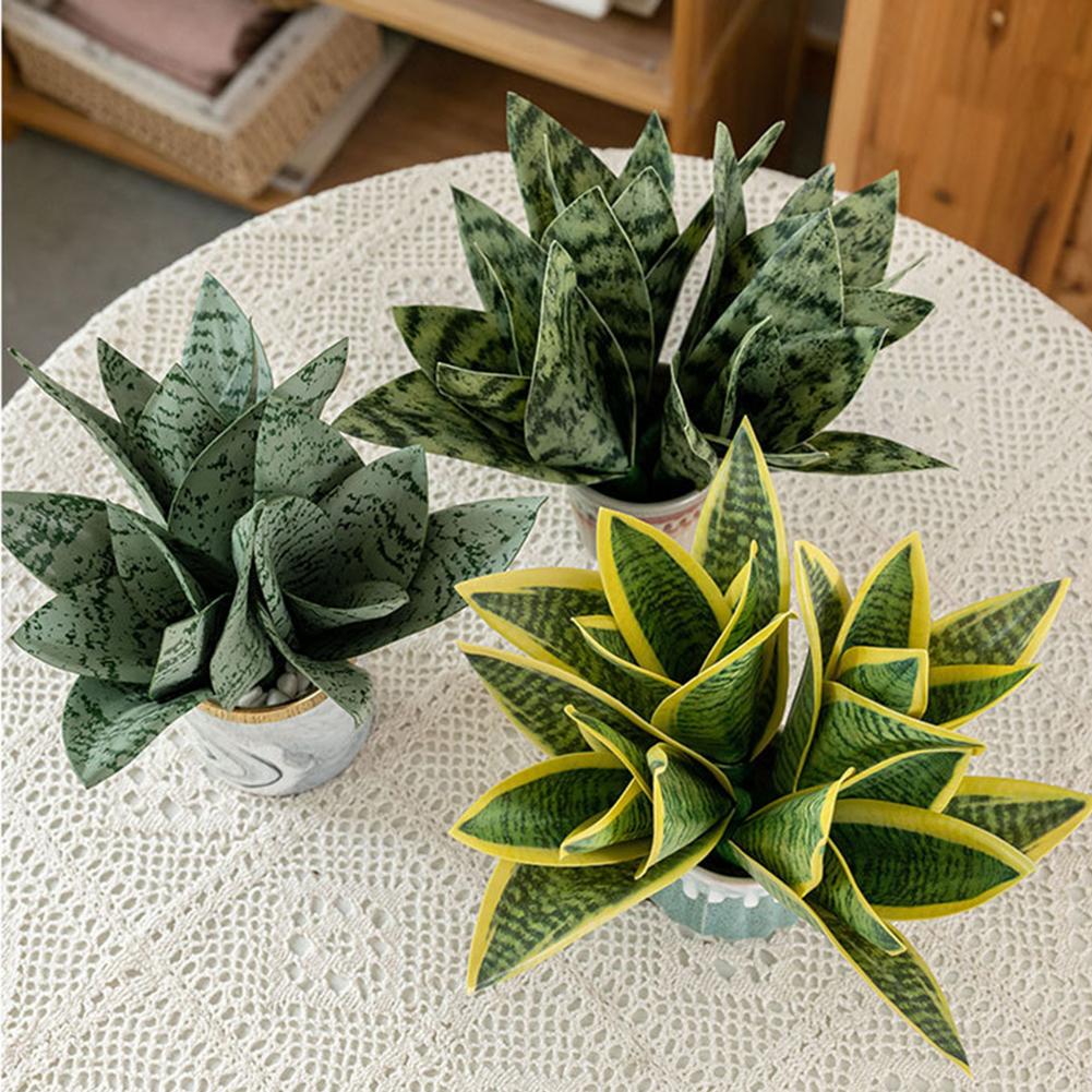 19cm Height Artificial Plant Low-Maintenance Greenery PVC Snake Plant