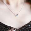 Collana con Ciondolo in Argento Sterling 925 Placcato Oro Pietra di Luna per Donne: Sole, Luna, Stelle. Semplice Collana Clavicola Stile Foresta.