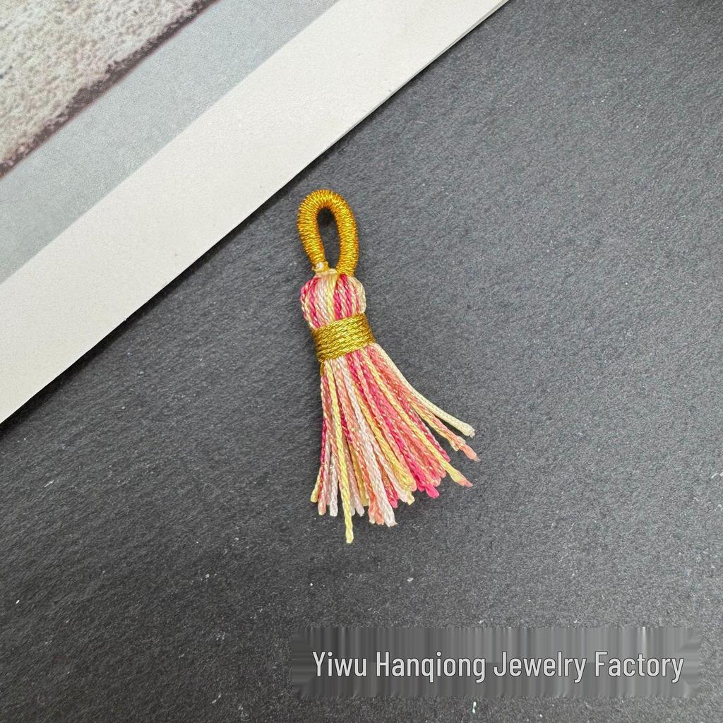 Korean Rainbow Tassel Pyssla Bead Keychain DIY Accessory