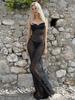 2024 Black Fashion Polka Dots Sexy See Through Spaghetti Strap Beach Maxi Dress Women Summer Party Slip Dresses Swimsuit Cover Up