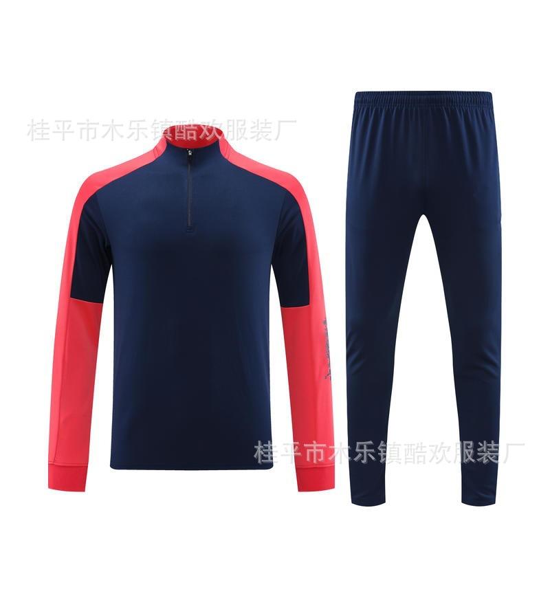 Student Team Half Zipper Long Sleeve Suit Football Training Suit Club Quick Drying Football Jersey Breathable