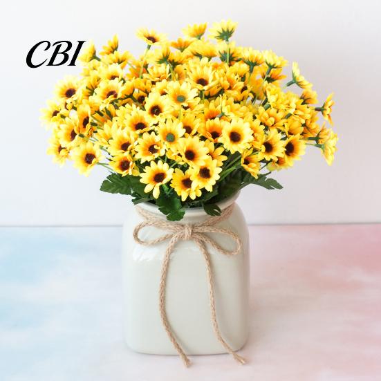 Non-fading Artificial Blooms 24 Heads Sunflower Bouquet, Lifelike Silk Daisy, Flexible Stems DIY Realistic Petals Floral Arrangement for Home Desktop