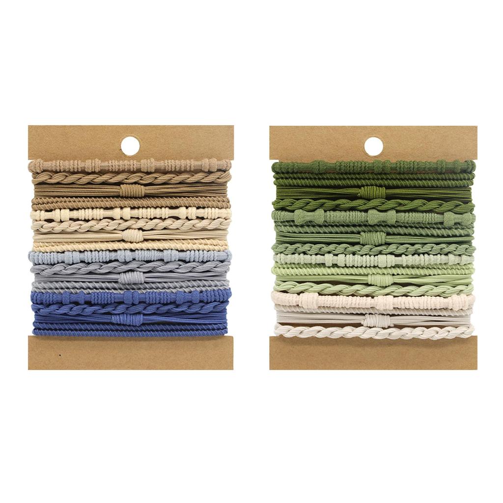 Bohemian 24-Piece Hair Ties Set - High Elastic Elegant Ponytail Accessories & Bracelets