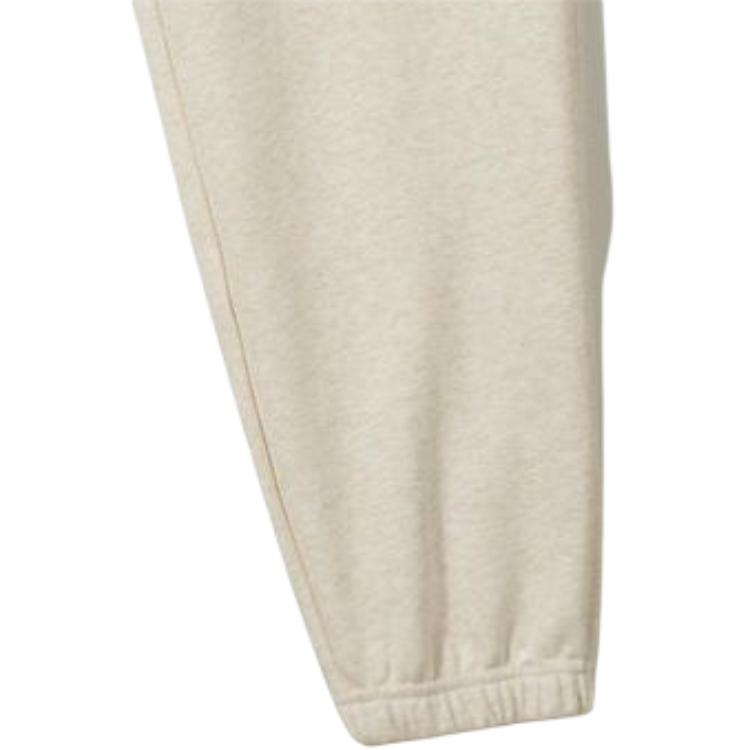 New Era Solid Color Letter Embroidery Drawstring Cuffed Knit Sports Pants Women Bottoms Oatmeal 13546521