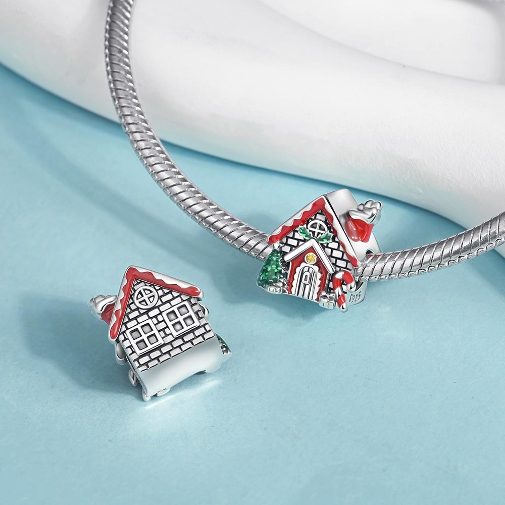 Copper Santa Claus Charms Bead Christmas House Dangle Pendant Fit Bangle Bracelet Necklace Diy Jewelry
