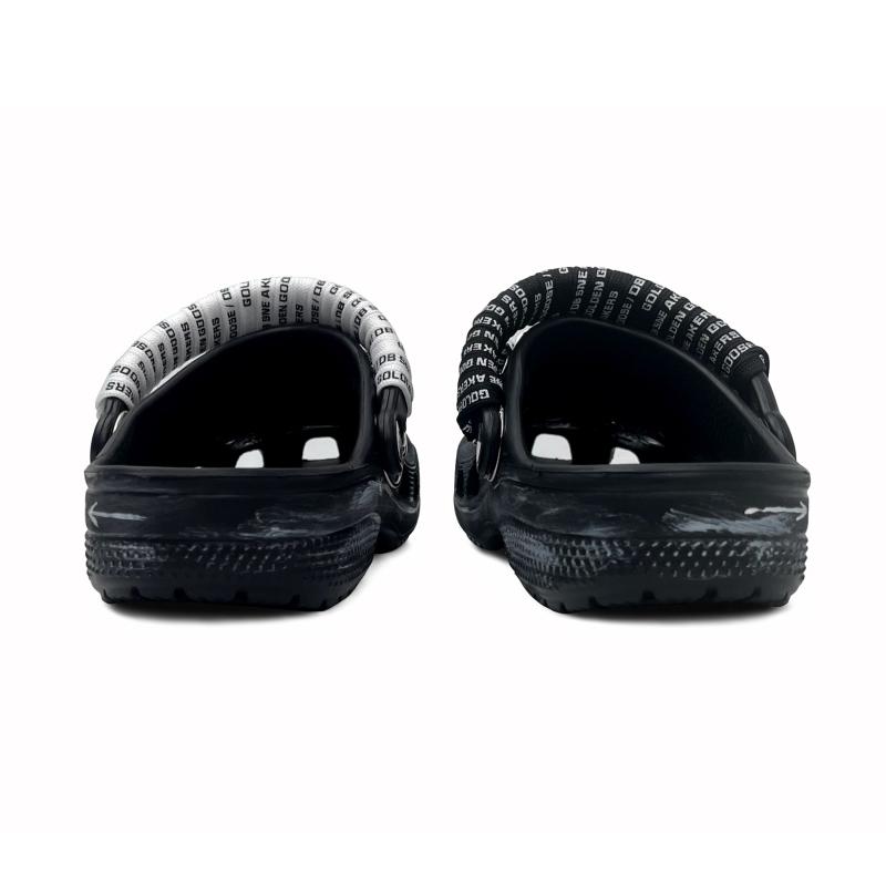 Crocs Classic clog EVA Rebellious Bear Attack Gothic Camellia Graffiti Fashion Versatile Hole Shoes Unisex Black and White