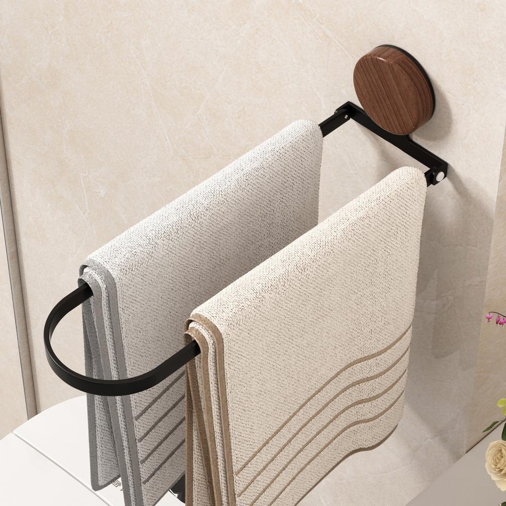 Handtuchhalter aus Massivholz, klappbare Stange zur Wandmontage an Dusche und Waschbecken (ohne Bohren), langlebiges und stilvolles Design