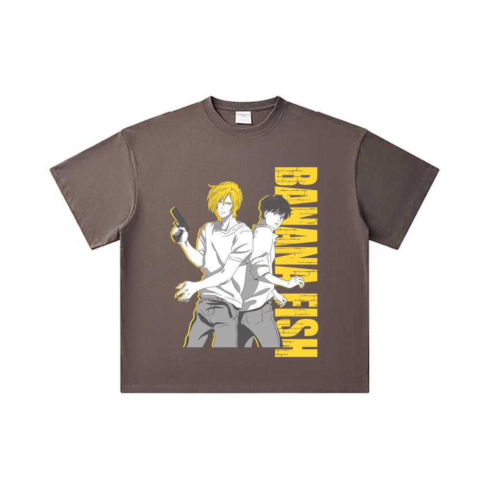 260 GSM Double Yarn 32 Count 100% Cotton Banana Fish V1 Print Unisex Heavy Cotton T Shirt