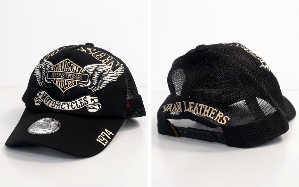 Vanson Men's Flying Emblem Embroidered Mesh Cap (nvcp-2507) (JP, Alphabet, Free Size, Black)