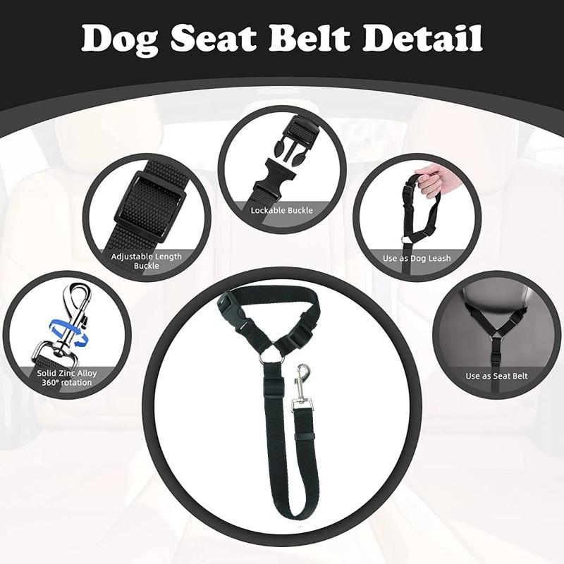 Pet Dog and Cat Leash Car Headrest Protective Rope Restraint Adjustable Rope Car Dog Accessories for Small Dogs