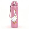 1PC White Goose Simple Drawing 750ml Color Plastic Sports Water Bottle Leakproof Flip Straw Lid Suitable for Sports Office Home Use