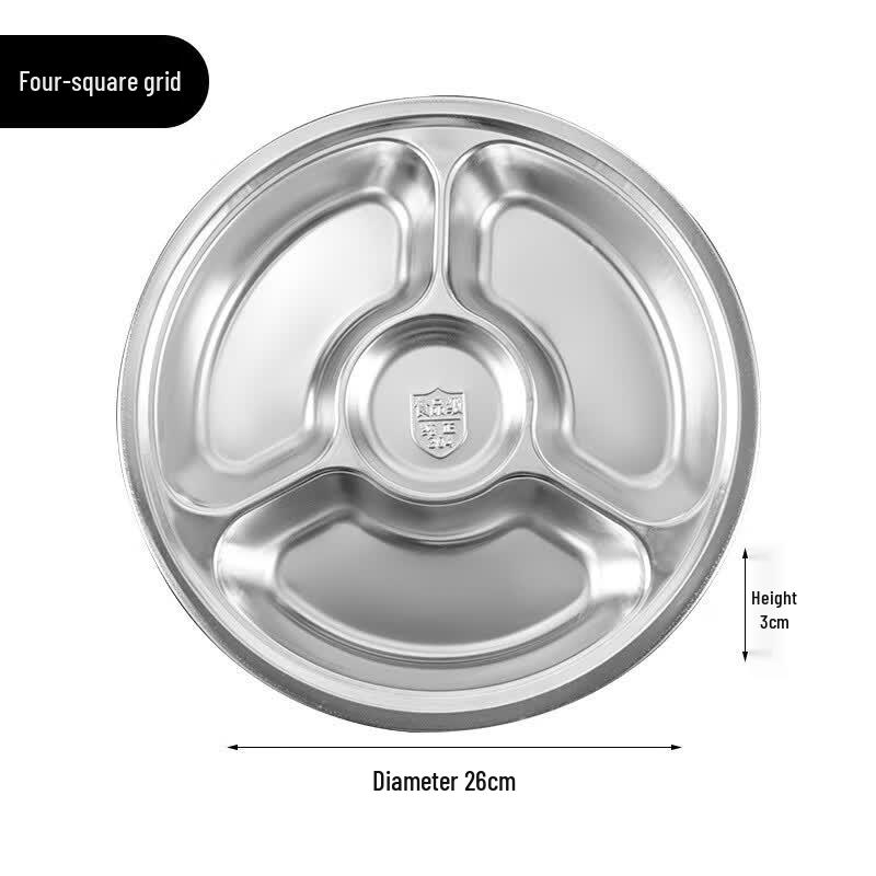 Zebian Stainless Steel Divided Meal Plate 26CM
