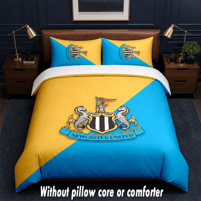 Newcastle United Football Design Bed Bedding Set 1 Duvet Cover + 2 Pillowcases Soft Breathable Household Bed Linens