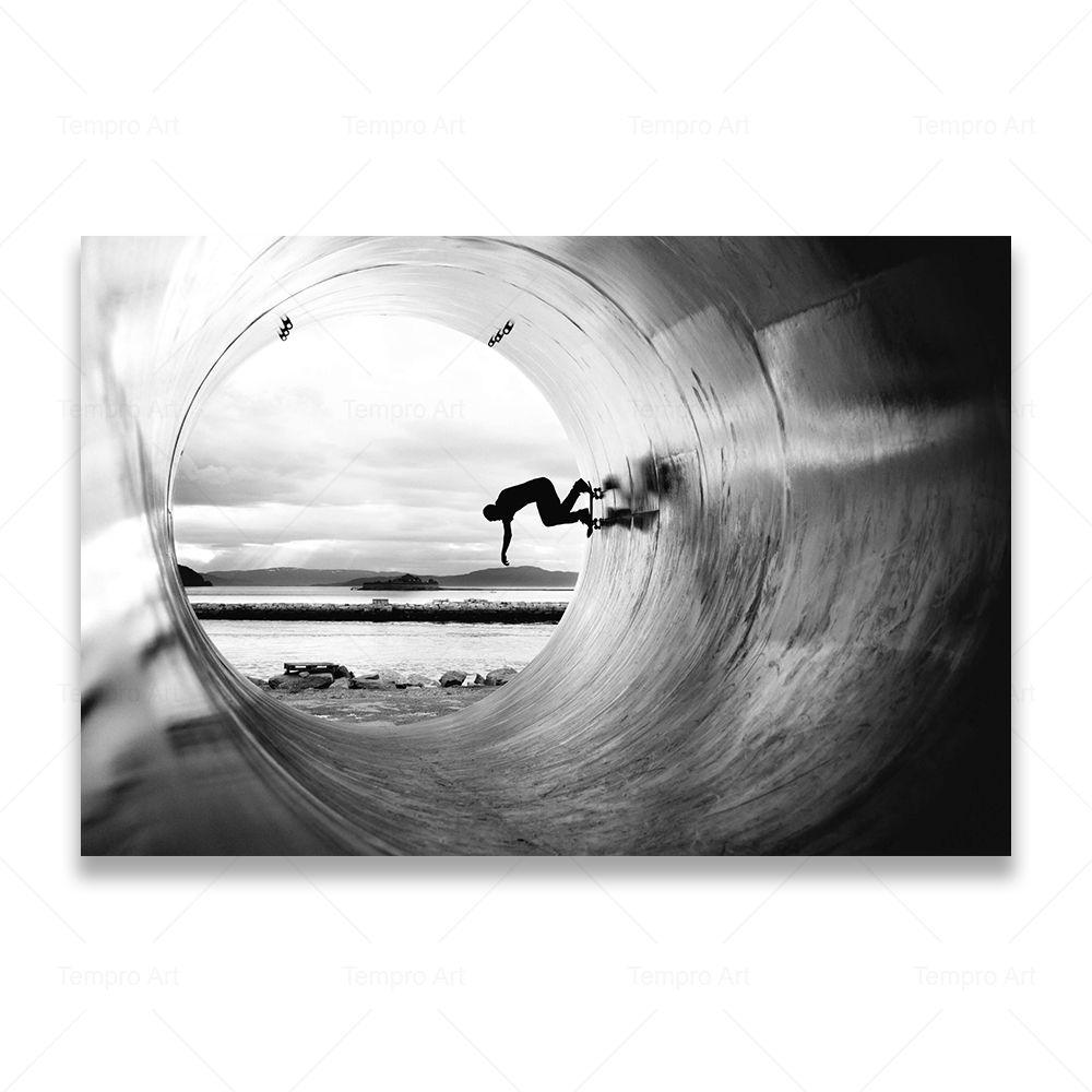 Skateboarding Extreme Sports Posters Prints Black White Photo Canvas Painting Wall Art Pictures Room Decor Skateboard Lover Gift