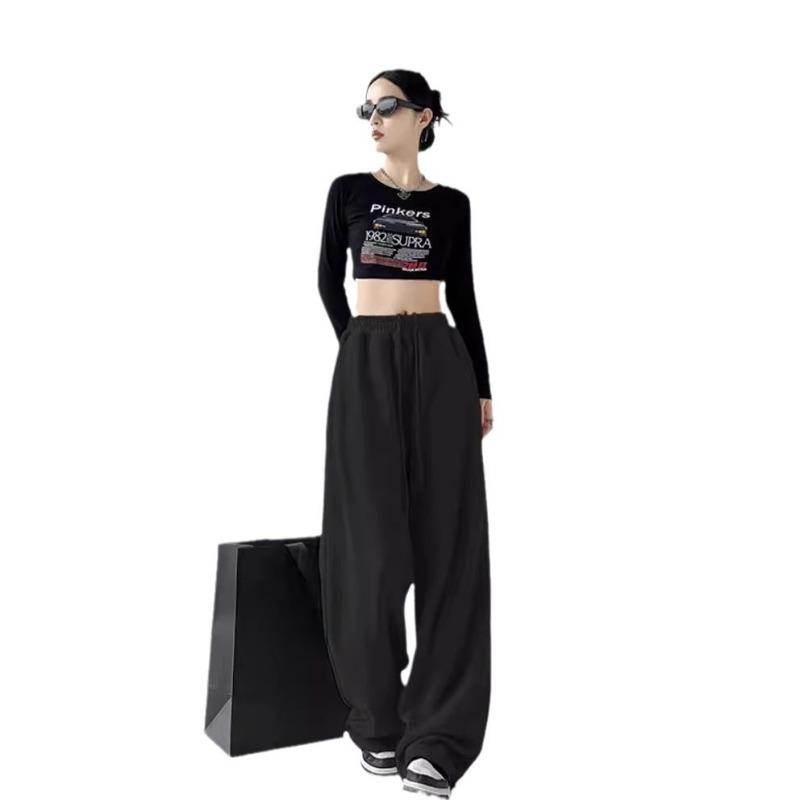 Sweatpants Women,High Waist Casual Drawstring Sweatpants,White Loose Wide Leg Pants