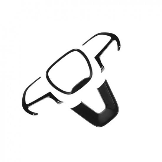 Glossy Black Inner Steering Wheel Cover Trim Bezel For 2015-23 Dodge Challenger