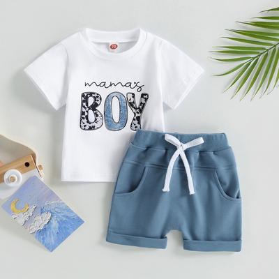 Baby Jungen Shorts Set, Kurzarm Cartoon Bär Druck T-Shirt mit Elastische Taille Shorts Sommer Outfit