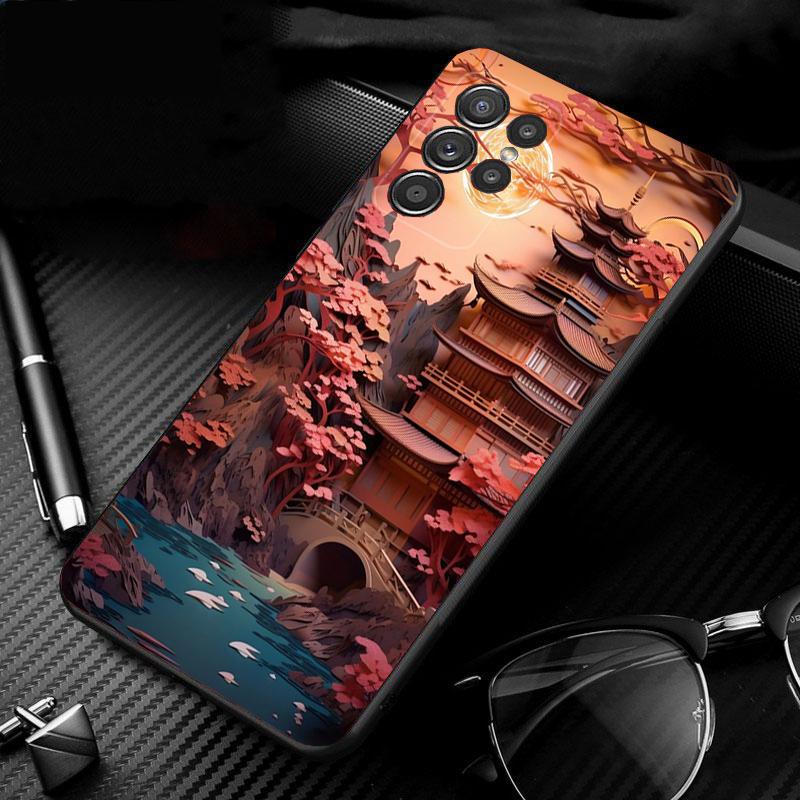 Japan Sceneary Cherry Flower Mountain Phone Case For Samsung S24 S23 S22 S21 S20 Ultra S20 S22 S21 S10E S20 FE S24 Plus Shell