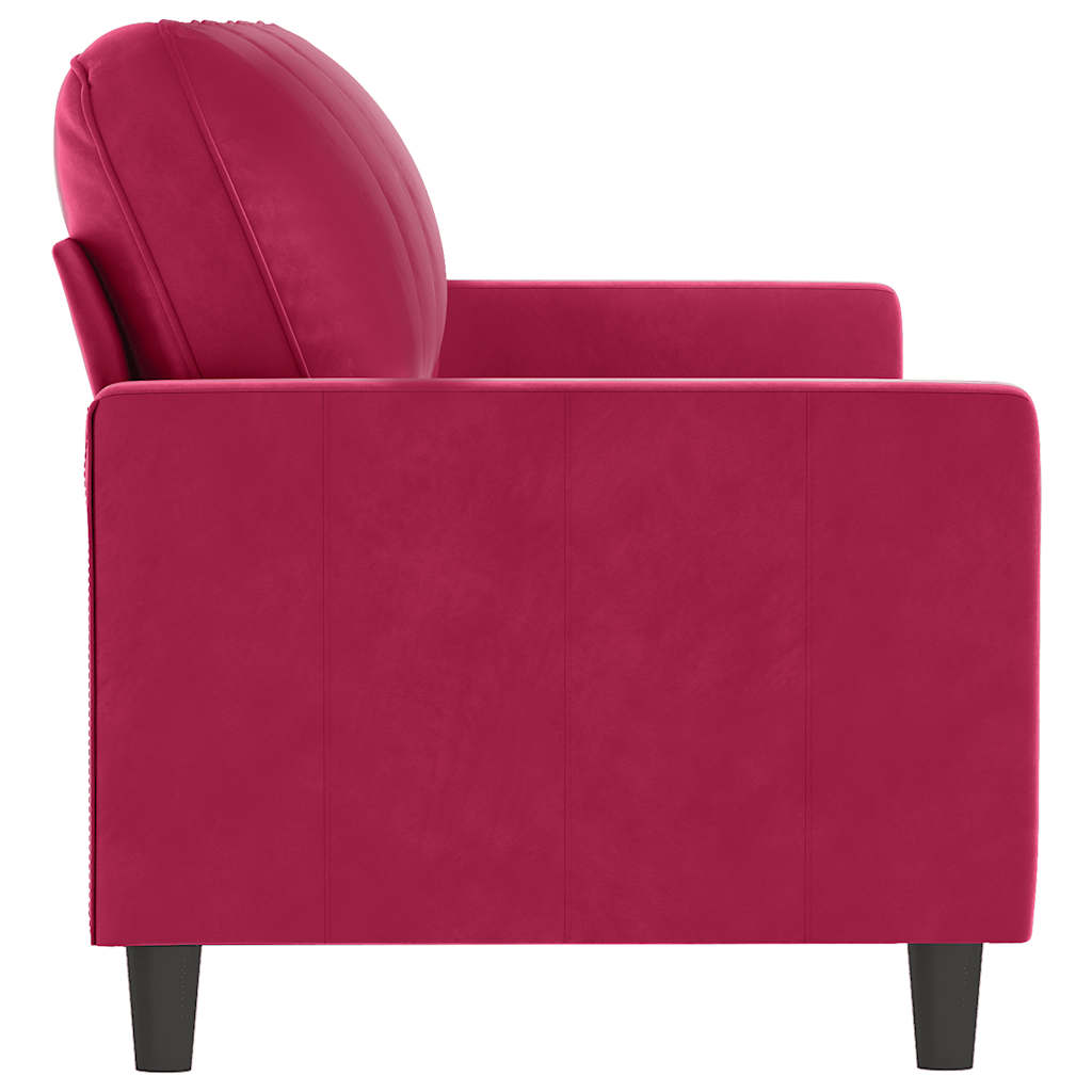 3 Seater Sofa Burgundy 180 Cm Velvet