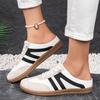 Women Retro Color Block Slip On German Trainer Mule Slippers, Breathable Soft Sole Versatile Casual Summer Walking Shoes