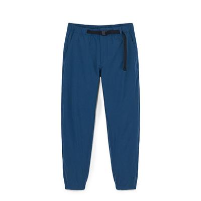 Solid Color Outdoor Quick-Dry Cuffed Casual Pants Men Bottoms Deep-Indigo A5QUJ-288
