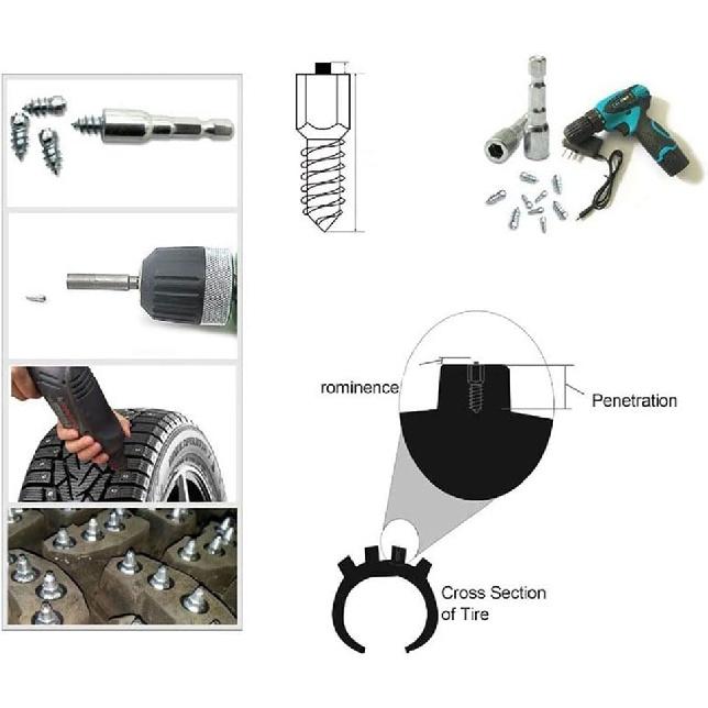 12mm Tire Studs for ATV, 200pcs Carbide Screw Anti-Slip Studs for SUV,Motorbike,Motorcycle,Dirt Bike,Tractor,Snowblower Reble Anti-ice Snow Spikes