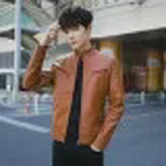 

2024 Модная мужская мотоциклетная куртка из искусственной кожи, ветрозащитная, однотонная, облегающая, идеально подходит для весны и осени 5XL хаки