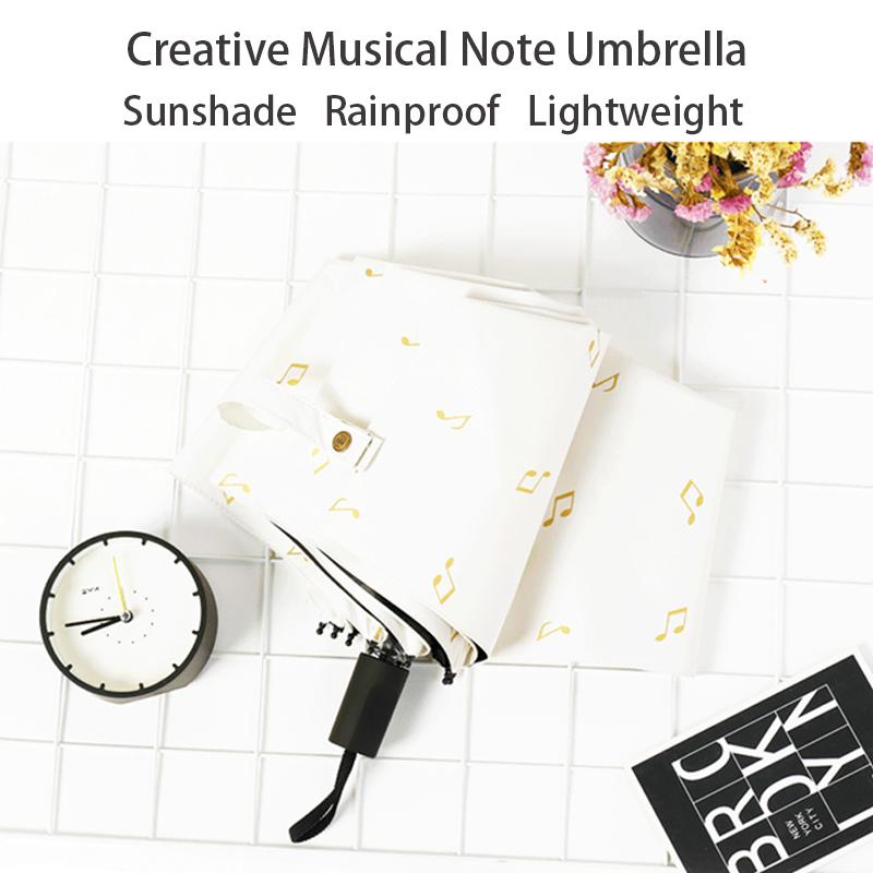 Creative Musical Note Umbrella Tri-fold Wind Resistant Manual Black Glue Sun Umbrella Anti-UV Customized Advertising Umbrella