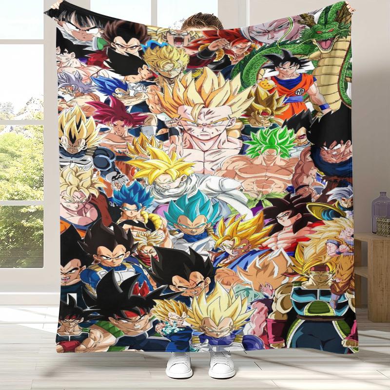 Anime D-Dragon Ball Game Cartoon Flannel Blanket,Ultra Soft Warm Plush Throw for Home Bedroom Bed Sofa Cover Office Camping