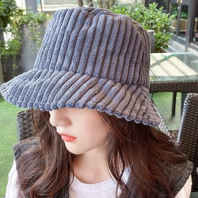 Chapéu de balde de inverno de veludo cotelê para mulheres, chapéus de pesca da moda para meninas, chapéus de pescador ao ar livre de outono