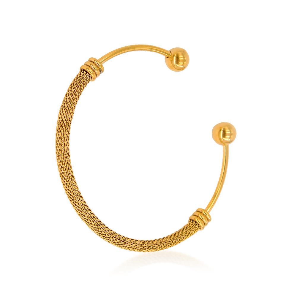 Elegant High-End Stainless Steel Round Head Mesh Bangle Bracelet