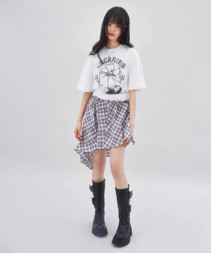 LALAFOX Cherry Oversized Printed Short Sleeve T-Shirt White Br2Ch012