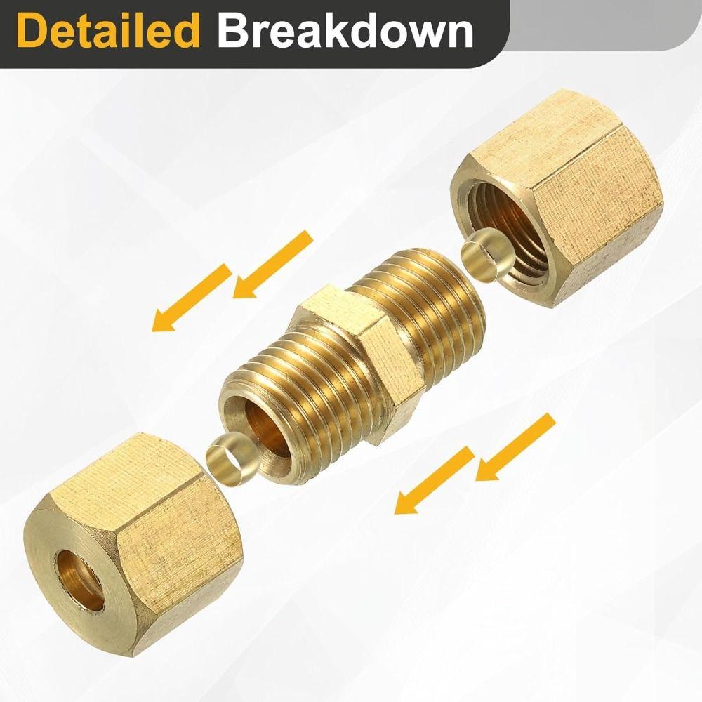 Brass Brass Compression Fitting 1/8" 3/16" 1/4" 5/16" 3/8" 1/2" Straight Coupling  Gas System