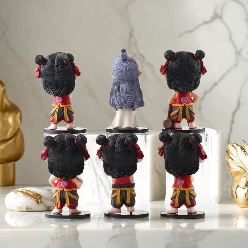 6pcs/set Anime Ne Zha Figure Magical Children Roar Figurine Model Statue Toy Gift