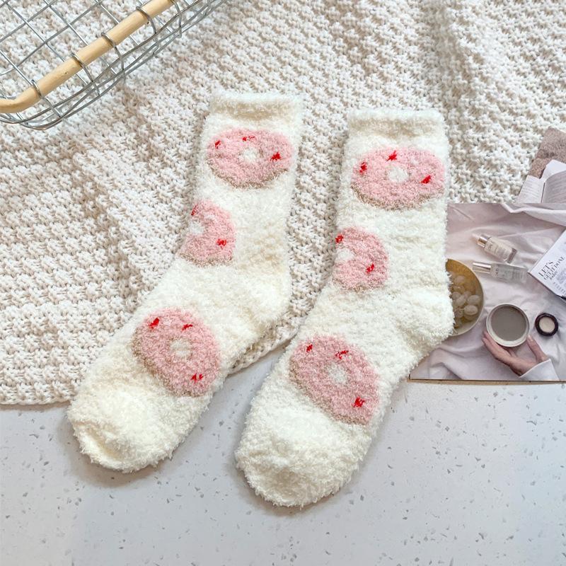 Cute Coral Fleece Socks Plush Cotton Socks Thickened Home Sleep Warm Fluffy Floor Socks Winter