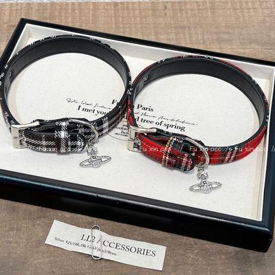Empress Dowager Cixi Black & Red Plaid Choker Necklace - Sweet Y2K Autumn/Winter Style for Hot Girls