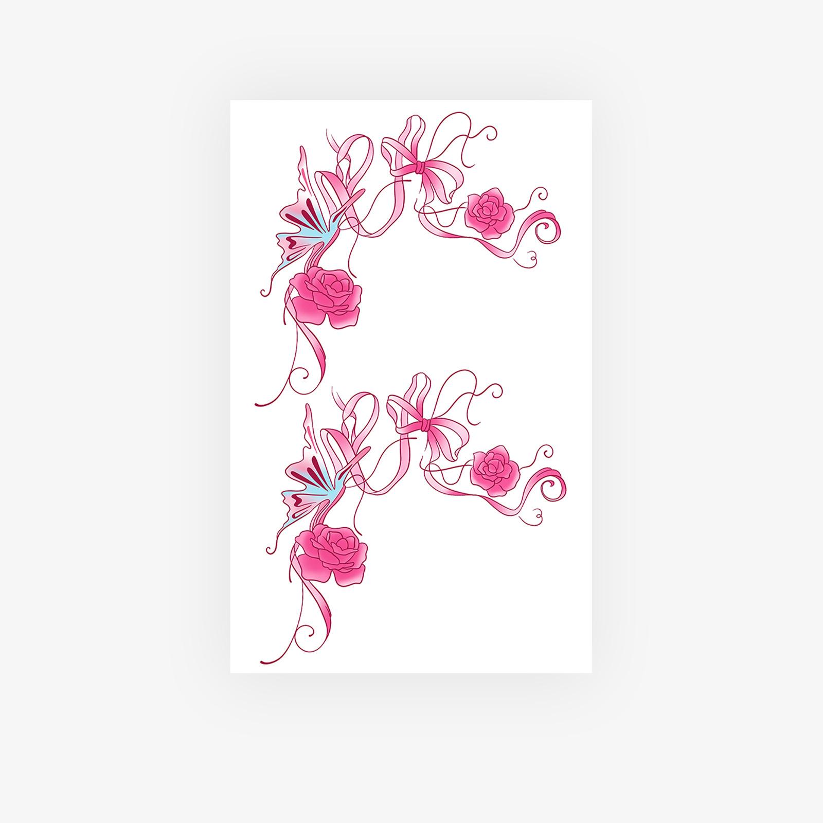 Wind Senior Sense Y2K Wind Sweet Cool Babes Personality Pink Rose Butterfly Tattoo Sticker 12*19