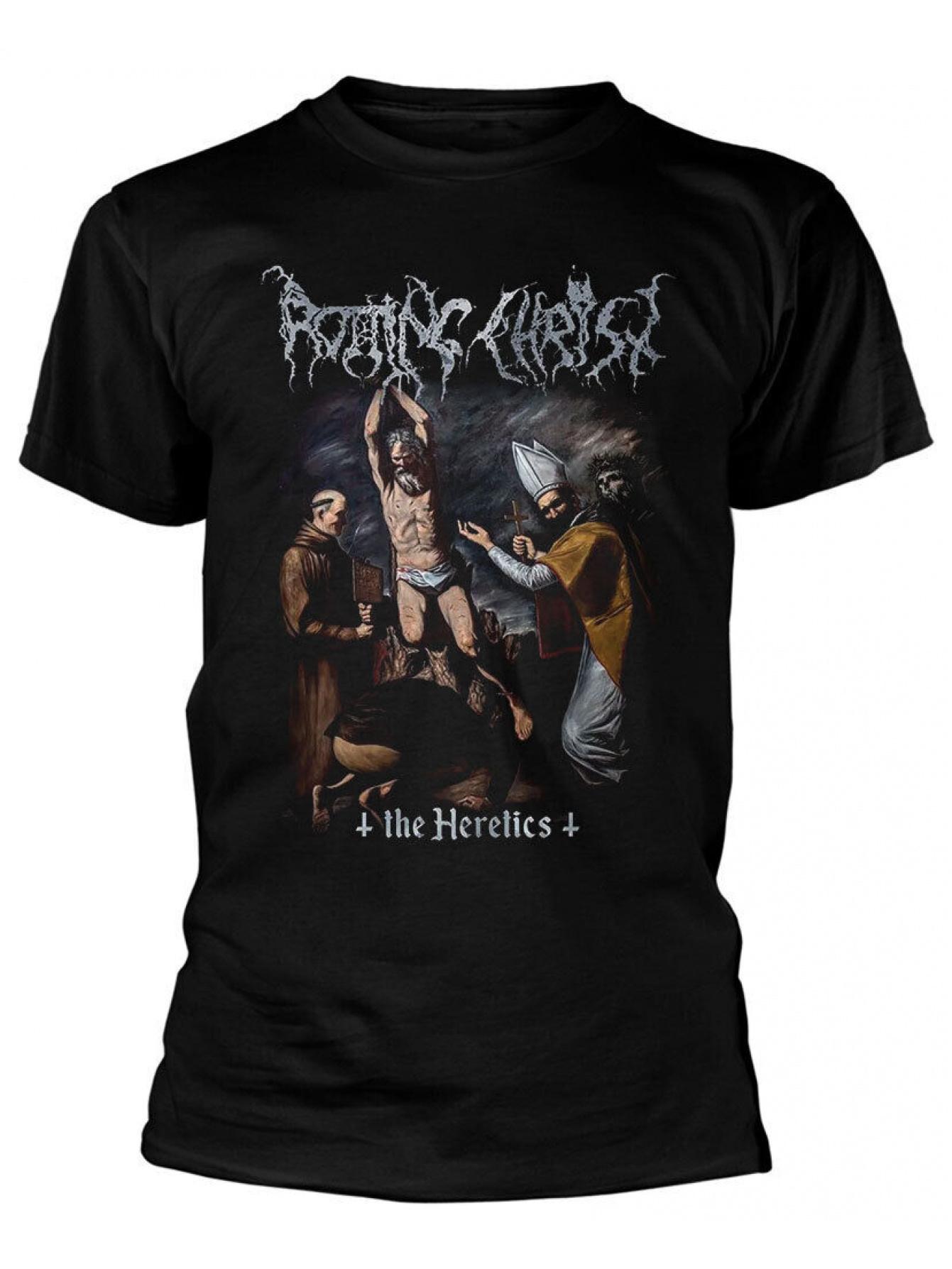 Rotting Christ The Heretics Official Black TShirt Gothic Heavy Metal Graphic Tee with Rotting Christ Heretics Design S