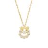 Princess on the Run: Summer Bow Necklace with Beating Heart, Titanium, Zirconia Clavicle Chain