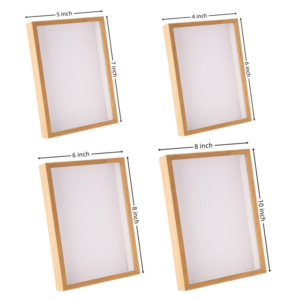 1PC Shadow Box Frame Multi-size Wooden Photo Frame For Dried Flower Rectangular Glass Display Case For Flora Ticket Crafts