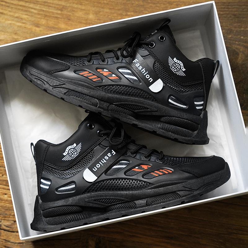 Outdoor High Top Men Casual Shoes Breathable Walking Sneakers Comfortable Athletic Jogging Shoes Lightweigh Fashion Sport Boots