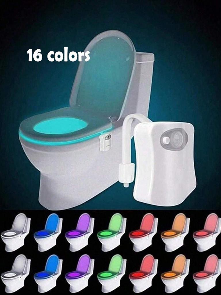 1pc 16-Color Led Toilet Seat Light With Motion Sensor For Bathroom Bathroom Decor Fall Decor
