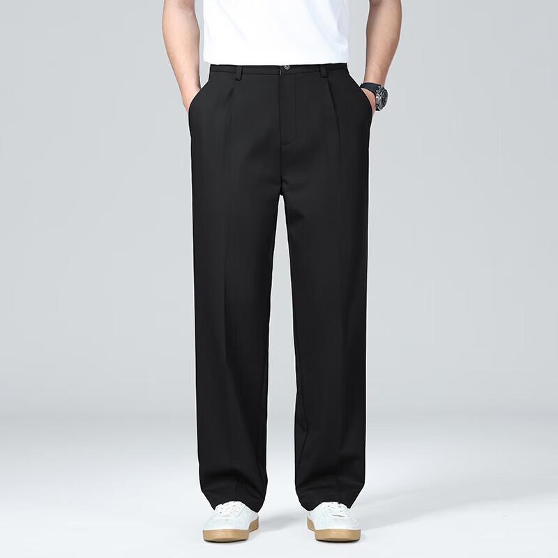 VEE KELLEN Men's Summer Bamboo Blend Straight-Leg Business Casual Trousers